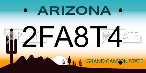 2FA8T4 Arizona License Plate