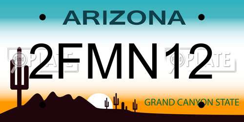 2FMN12 Arizona License Plate