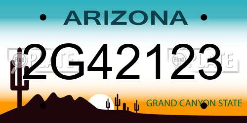 2G42123 Arizona License Plate