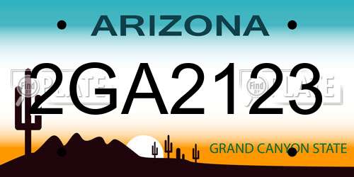 2GA2123 Arizona License Plate