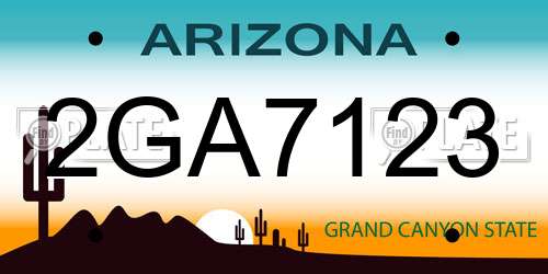 2GA7123 Arizona License Plate
