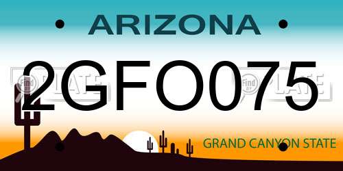 2GFO075 Arizona License Plate