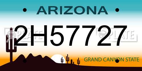 2H57727 Arizona License Plate