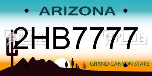 2HB7777 Arizona License Plate