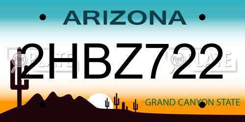 2HBZ722 Arizona License Plate
