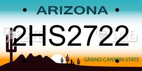 2HS2722 Arizona License Plate