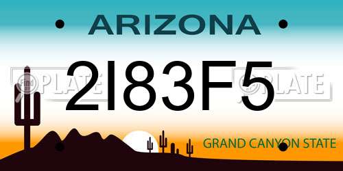 2I83F5 Arizona License Plate