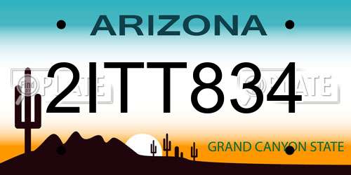 2ITT834 Arizona License Plate