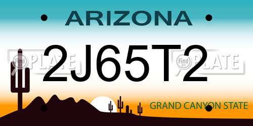 2J65T2 Arizona License Plate