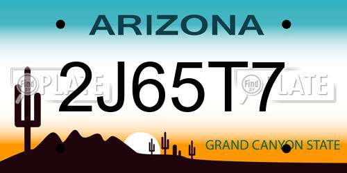 2J65T7 Arizona License Plate