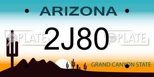 2J80 Arizona License Plate