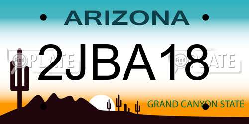 2JBA18 Arizona License Plate