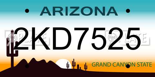 2KD7525 Arizona License Plate