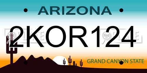 2KOR124 Arizona License Plate