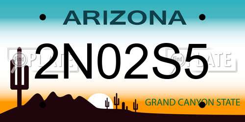 2N02S5 Arizona License Plate