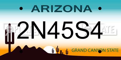 2N45S4 Arizona License Plate