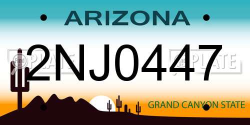 2NJ0447 Arizona License Plate