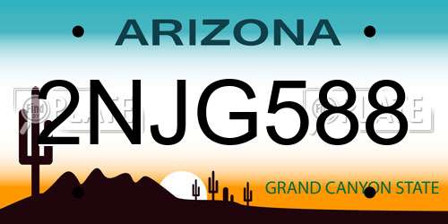 2NJG588 Arizona License Plate