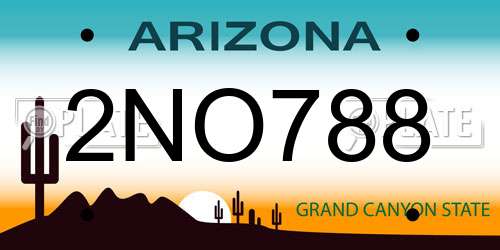 2NO788 Arizona License Plate
