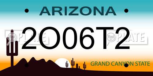 2O06T2 Arizona License Plate