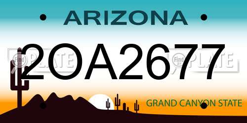 2OA2677 Arizona License Plate