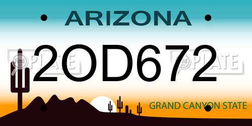 2OD672 Arizona License Plate