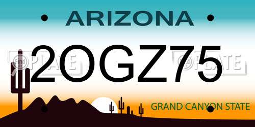 2OGZ75 Arizona License Plate