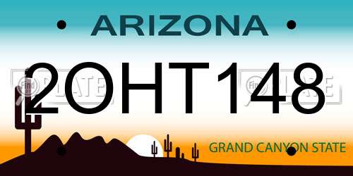2OHT148 Arizona License Plate