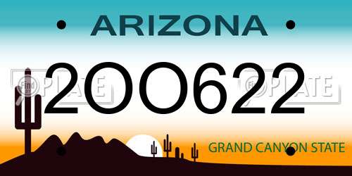 2OO622 Arizona License Plate