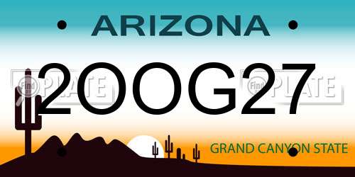 2OOG27 Arizona License Plate
