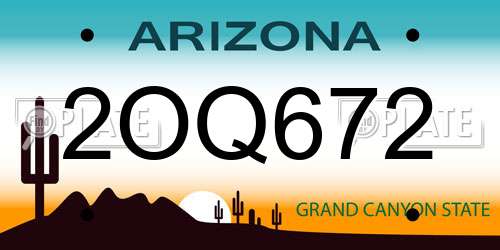 2OQ672 Arizona License Plate