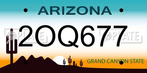 2OQ677 Arizona License Plate