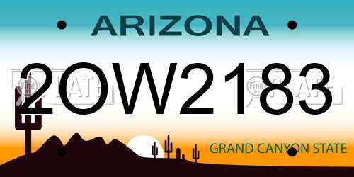 2OW2183 Arizona License Plate