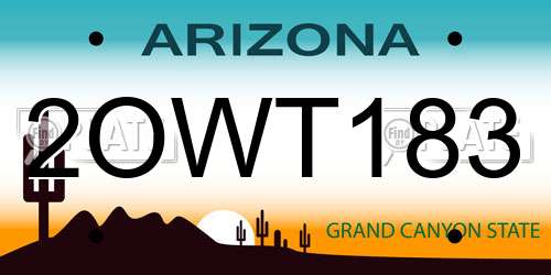 2OWT183 Arizona License Plate