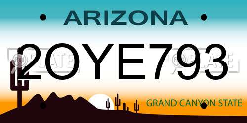 2OYE793 Arizona License Plate