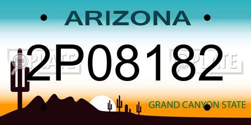 2P08182 Arizona License Plate