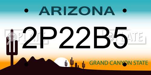 2P22B5 Arizona License Plate