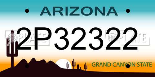 2P32322 Arizona License Plate