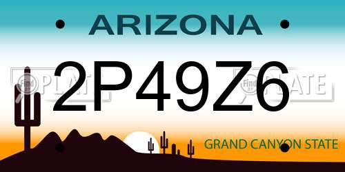 2P49Z6 Arizona License Plate