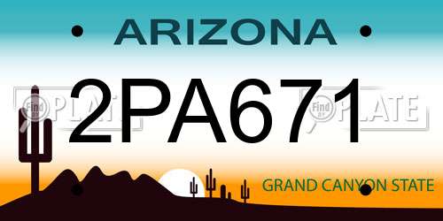 2PA671 Arizona License Plate