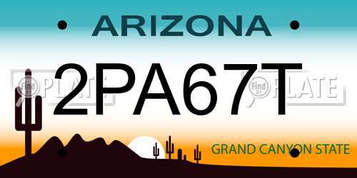 2PA67T Arizona License Plate