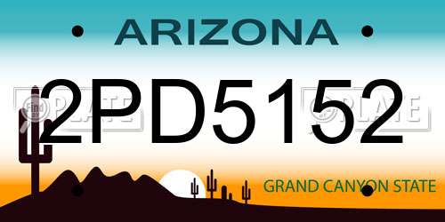 2PD5152 Arizona License Plate