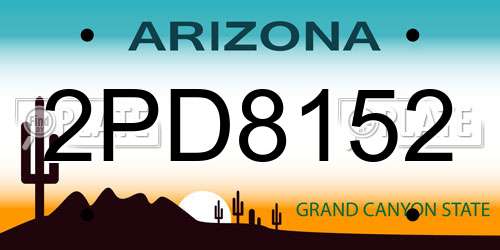 2PD8152 Arizona License Plate