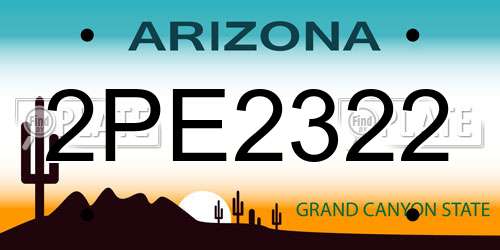 2PE2322 Arizona License Plate