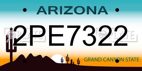 2PE7322 Arizona License Plate