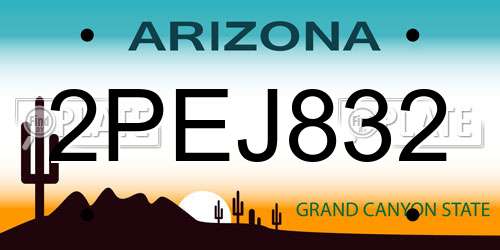 2PEJ832 Arizona License Plate