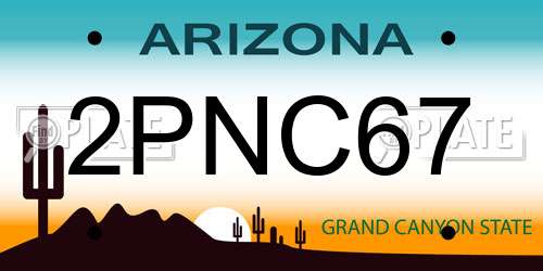 2PNC67 Arizona License Plate