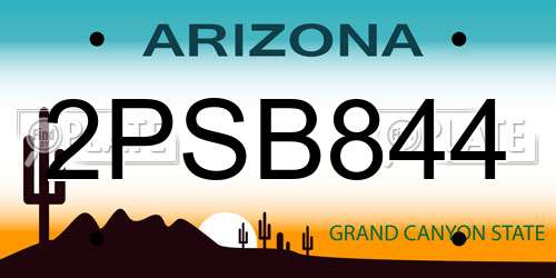 2PSB844 Arizona License Plate