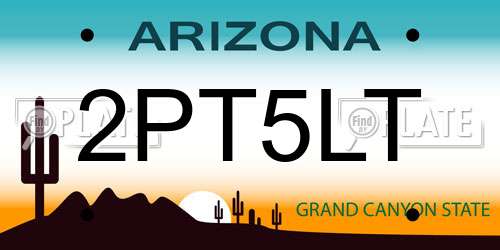 2PT5LT Arizona License Plate