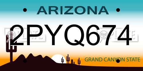 2PYQ674 Arizona License Plate